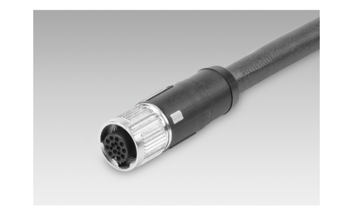 Female connector M12, 12-pin, straight, shielded, 5 m cable (ESG 34JP0500G) - Cables / connectors