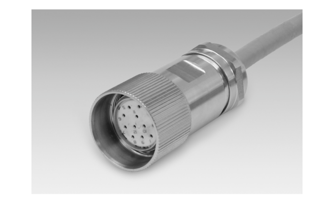 Female connector M23, 12-pin, stainless steel, 10 m cable (Z 189.007) - Cables / connectors