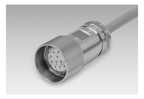 Female connector M23, 12-pin, stainless steel, 10 m cable (Z 189.007) - Cables / connectors