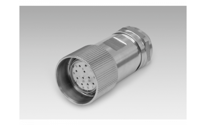 Female connector M23, 12-pin, stainless steel, without cable (Z 189.001) - Cables / connectors