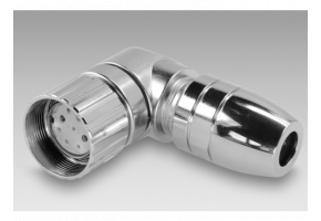 Female connector M23, 9-pin, angled, voltage supply and I/Os - Cables / connectors