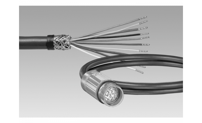 Mating connector M23 (10 pins assigned) 12-pin, CCW with sensor cable HEK 8, length 1 m - Cables / connectors