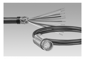 Mating connector M23 (10 pins assigned) 12-pin, CCW with sensor cable HEK 8, length 1 m - Cables / connectors