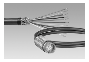 Mating connector M23 (11 pins assigned) 17-pin, CCW with sensor cable HEK 17, length 3 m - Cables / connectors