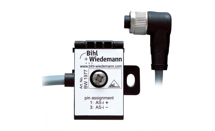 BW1977 - Passive Distributor ASi to 1 x M12 cable socket, angled, 5 poles, depth 19 mm, IP67