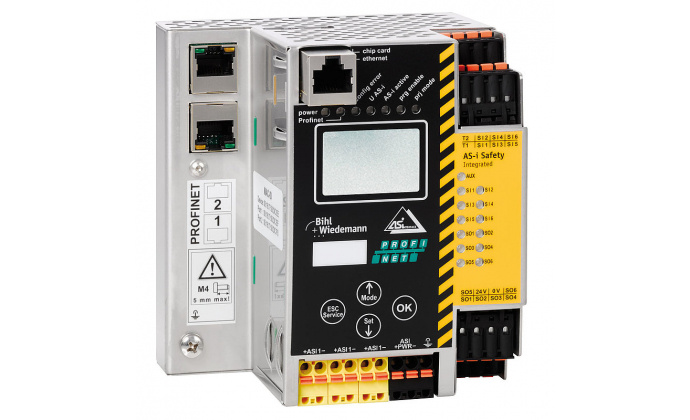 BWU2798 - ASi-3 PROFINET Gateway with integrated Safety Monitor, 1 ASi master