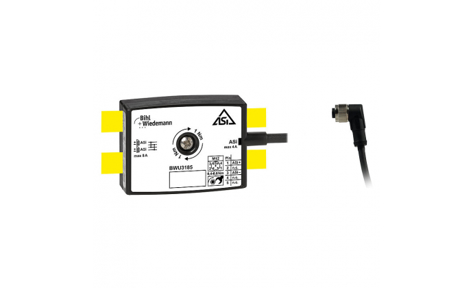 BWU3185 - Passive Distributor ASi to 1 x M12 cable socket, angled, 5 poles, depth 19 mm, IP67