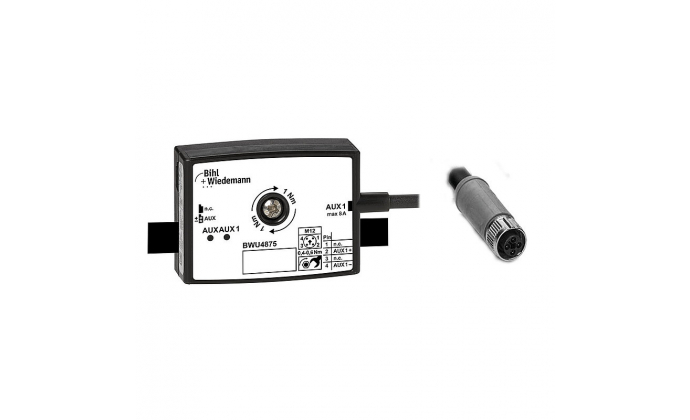 BWU4875 - Passive Distributor AUX to 1 x M12 cable socket, straight, T-coded, 4 poles, depth 25 mm, IP67