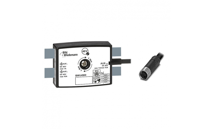 BWU4900 - Passive Distributor AUX to 1 x M12 power cable sockets, straight, L-coded, 4 poles, depth 25 mm, IP67